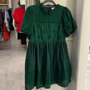 Entro Eyelet detail puff sleeve dress